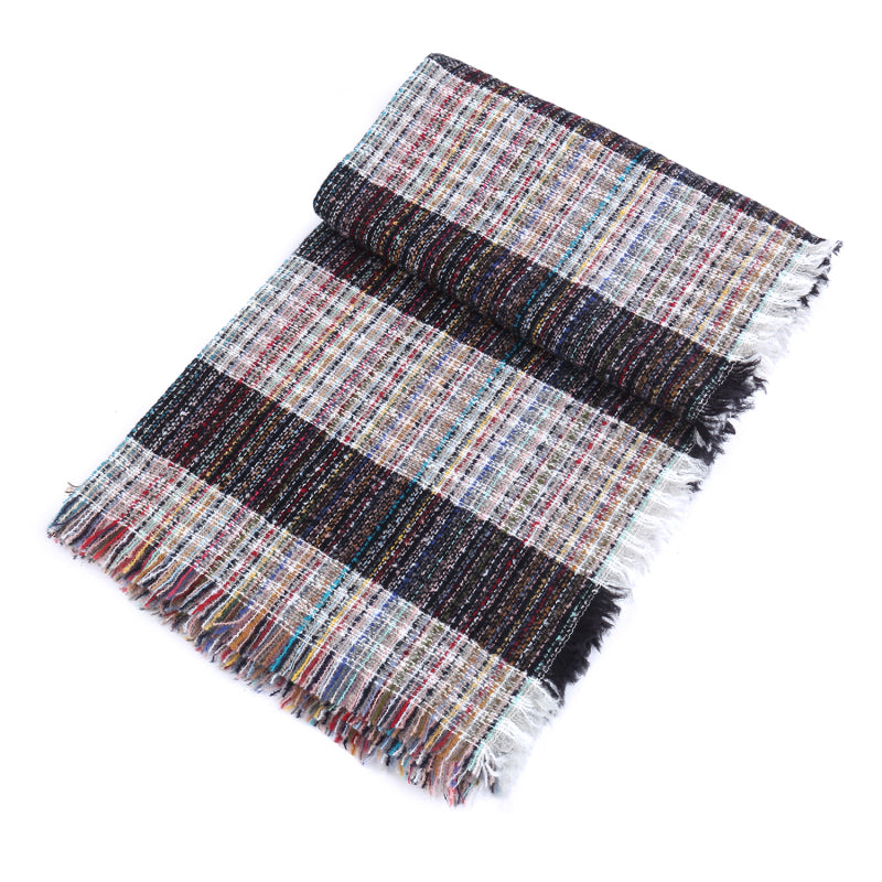 Ladies Circle Gauze Plaid Bristle Square Scarf
