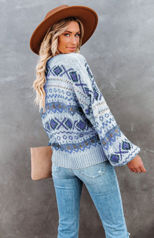 Ladies Casual V-Neck Cardigan Sweater