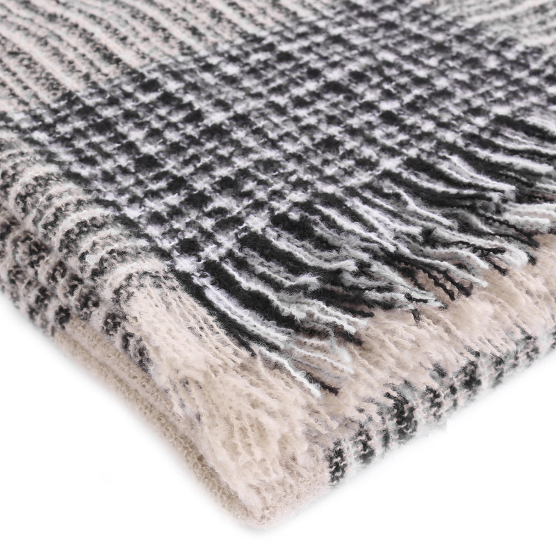 Ladies Circle Gauze Plaid Bristle Square Scarf