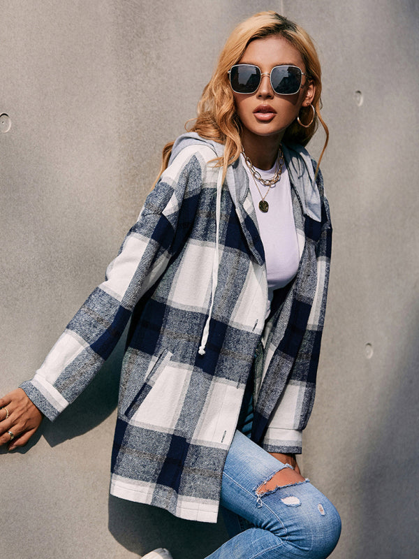 Women's Hooded Loose Casual Shirt Jacket
