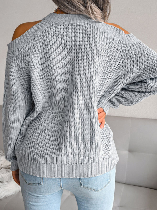 Women's casual off shoulder loose knit sweater