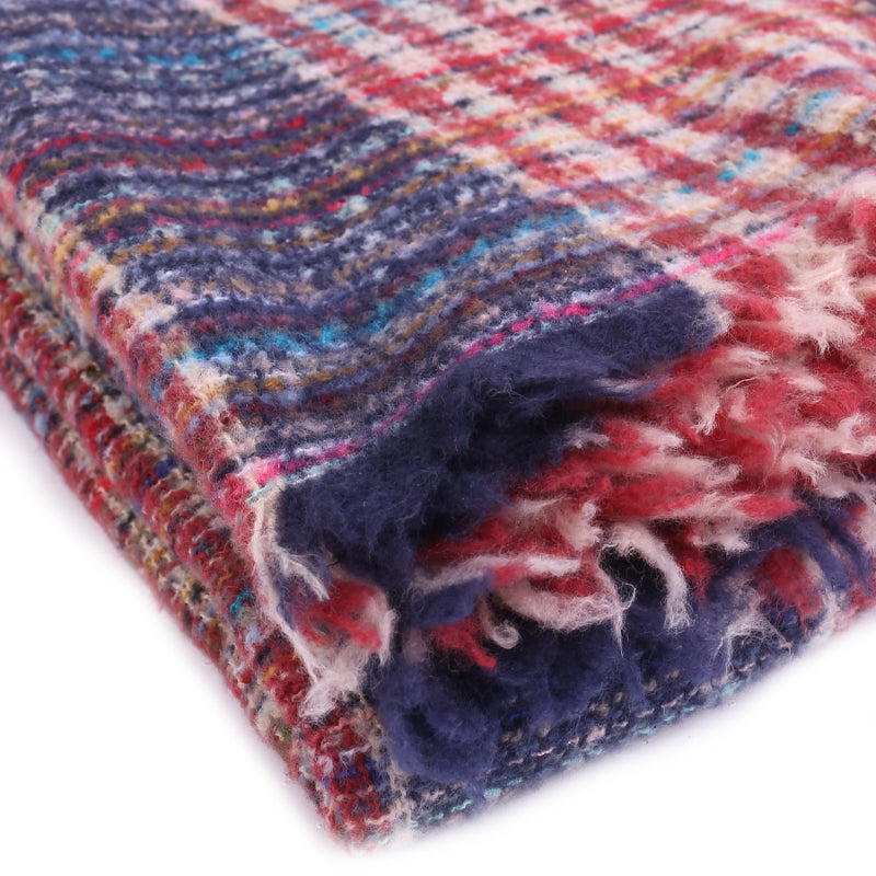 Ladies Circle Gauze Plaid Bristle Square Scarf