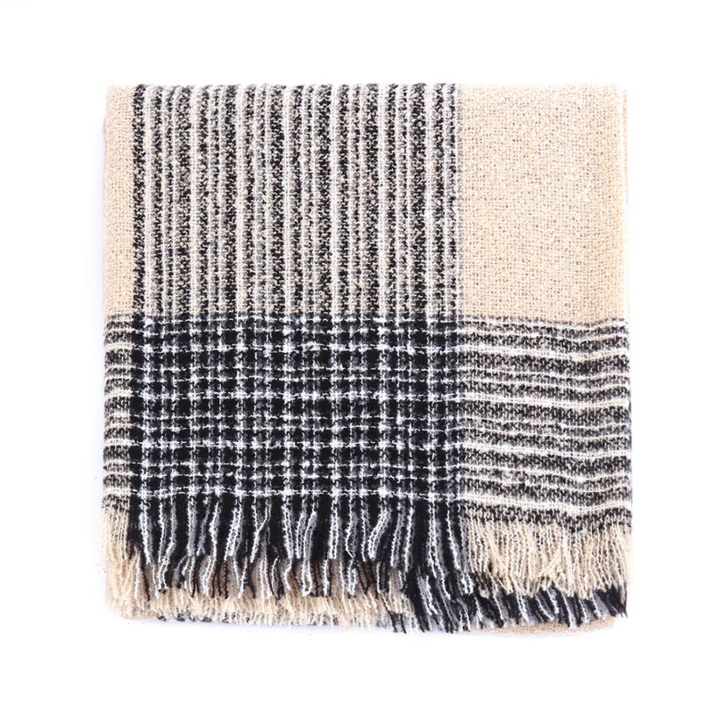 Ladies Circle Gauze Plaid Bristle Square Scarf