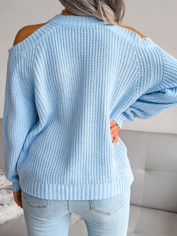 Women's casual off shoulder loose knit sweater