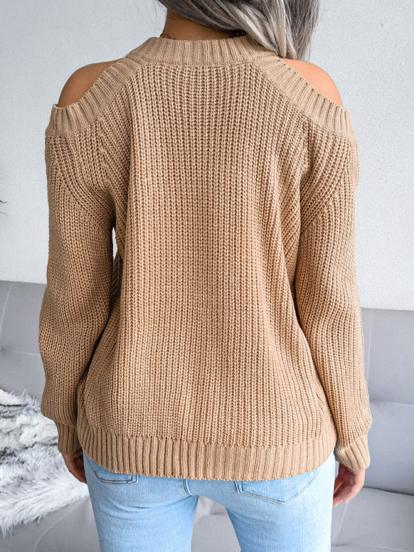 Women's casual off shoulder loose knit sweater